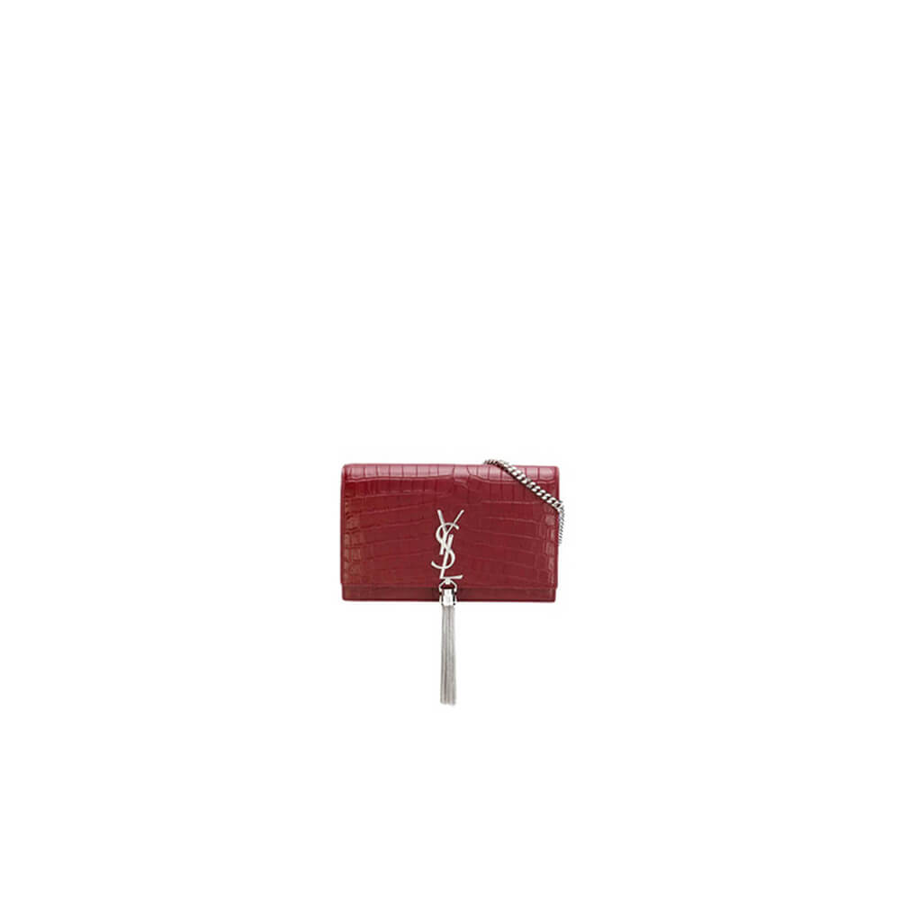 Red YSL KATE EMBOSSED SHOULDER BAG