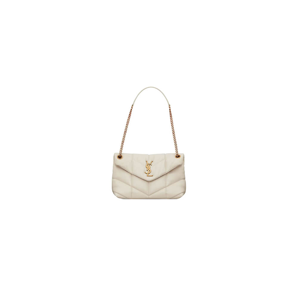 White YSL PUFFER SMALL in Nappa leather