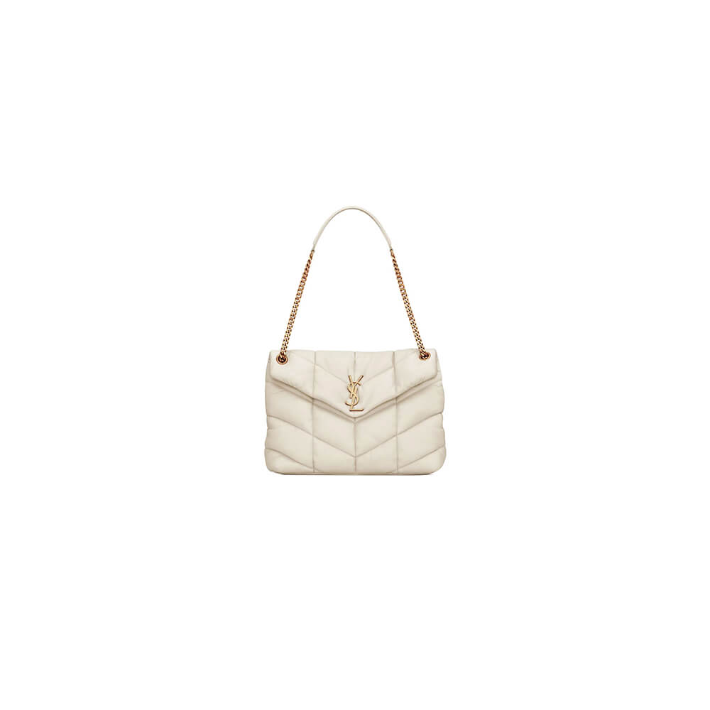 White YSL PUFFER MEDIUM in Nappa leather
