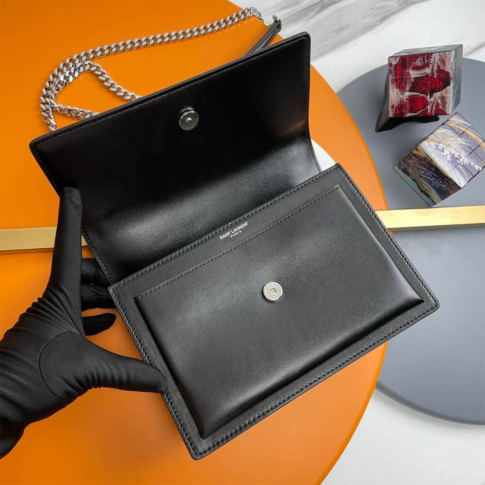 black YSL sunset medium leather shoulder bag - Image 5