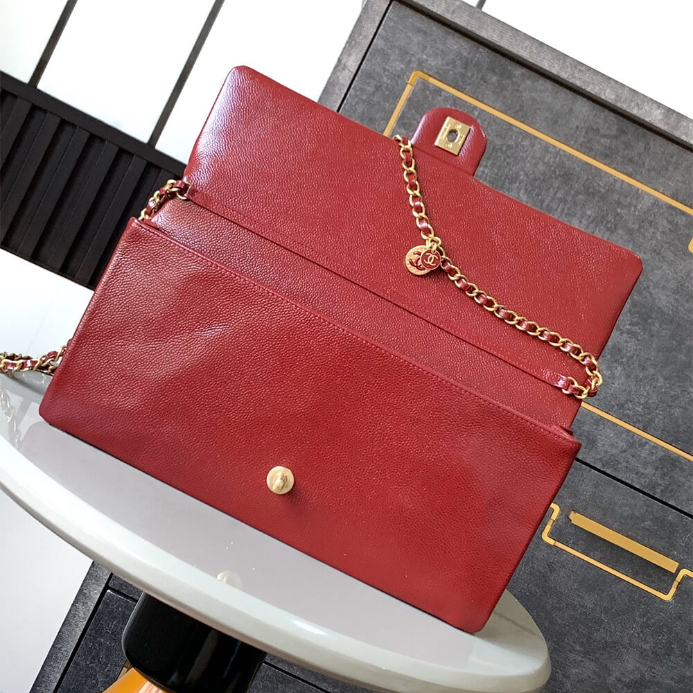 Burgundy CHANEL Long Flap Bag (high-end grade) - Image 6